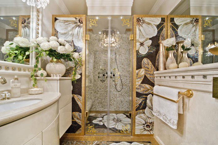 Дизайн ванной в золотом цвете